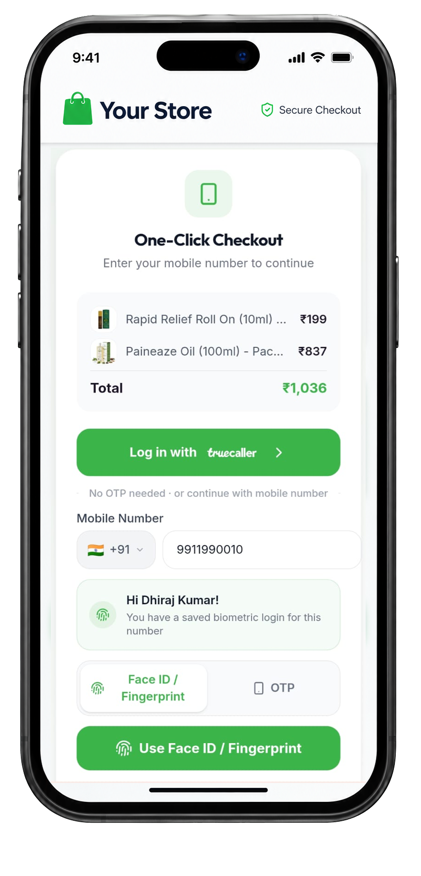 ZapU authenticated login checkout screen